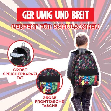 Дитячий рюкзак Marvel Spiderman з героями Marvel: Avengers, Iron Man та іншими. Ідеальний для школи, подарунок. Чорний, 40x30x16 см