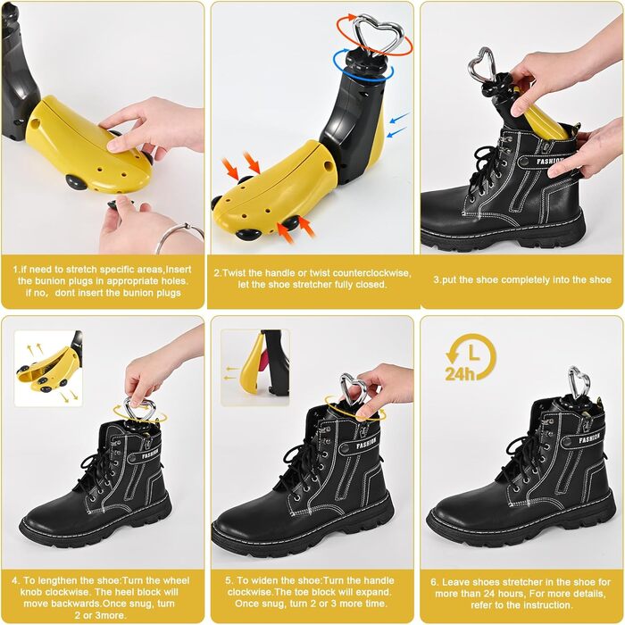 JJDPARTS Shoe Stretchers for Women, Men, Boot Stretchers for Women, Adjustable, Unisex, Wide Feet, Red (Yellow (1 Pack of 38-44))