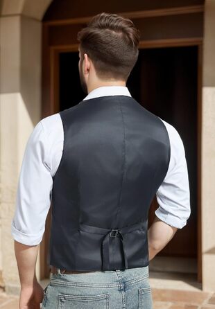 Жилет чоловічий HISDERN в стилі Herringbone, для весілля, формальний, твід, вовняний, класичний, базовий, розмір XL, колір вугільний