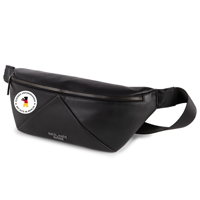 Berliner Bags Преміум поясна сумка Feline, шкіряна сумка через плече, кросбоді, бананка для жінок та чоловіків - чорна