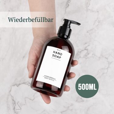 MONOKO Набір з 4 дозатори для мила, 500 мл, чорний, пластик, з наліпками (коричневий)