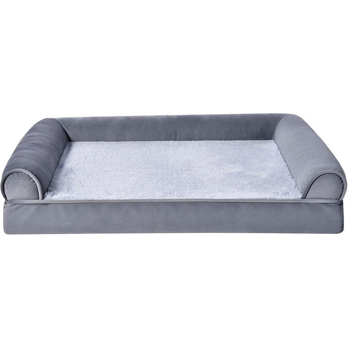 Amazon Basics Foam Pet Bed for Dogs and Pets with Removable Cover, Gray, 76 x 51 x 16 cm (L x W x H)
