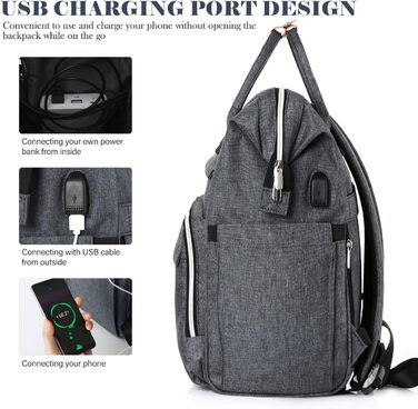 Жіночий рюкзак для школи та подорожей з відділенням для ноутбука 15.6 дюймів та USB-портом для зарядки, сірий (S41-darkgray)
