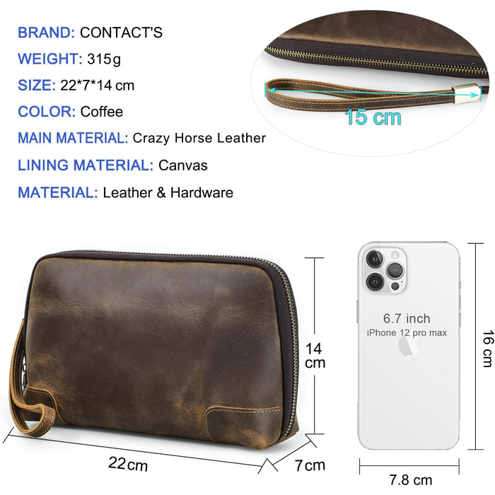 CONTACT'S Family Cable Organizer Bag, Cable Bag Organizer Leather, Leather Electronic, Tech Pouch, Leather Cable Bag