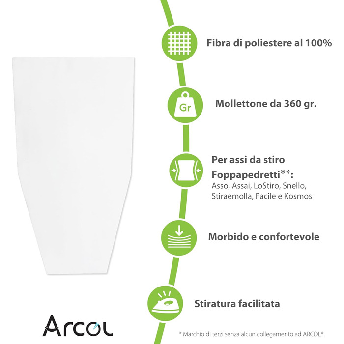 Чохол для прасувальної дошки Arcol з гумкою, сумісний з Foppapedretti, Італія, 100% бавовна, бежевий з білою підкладкою