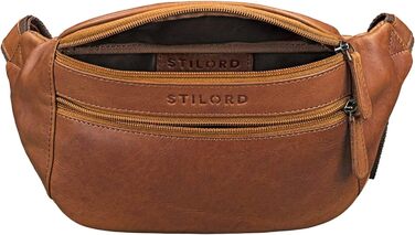 STILORD 'Marian' поясна сумка з натуральної шкіри вінтаж для чоловіків/жінок. Поясна/Животна сумка для телефону, косметики, камери, подорожей, вечірок, концертів, фестивалів. Шкіра Cognac, блискуча (Когняк - Коричневий)
