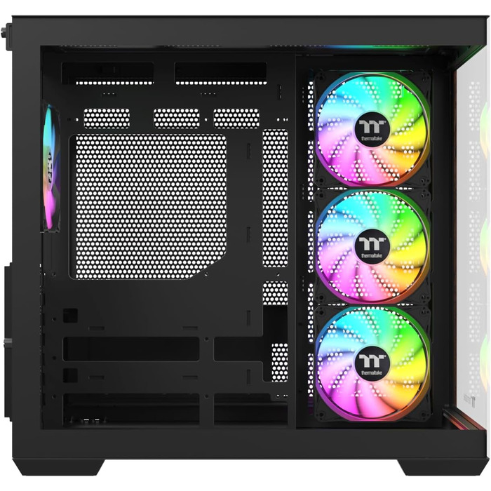 Корпус Thermaltake View 380 Wood Black ATX Mid-Tower з RGB підсвічуванням, білий, з вентиляторами та USB-C