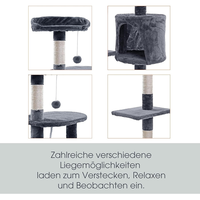Кігтеточка для котів ESTEXO 112 см, XL, ігровий комплекс, кріпиться до стіни, сірого кольору