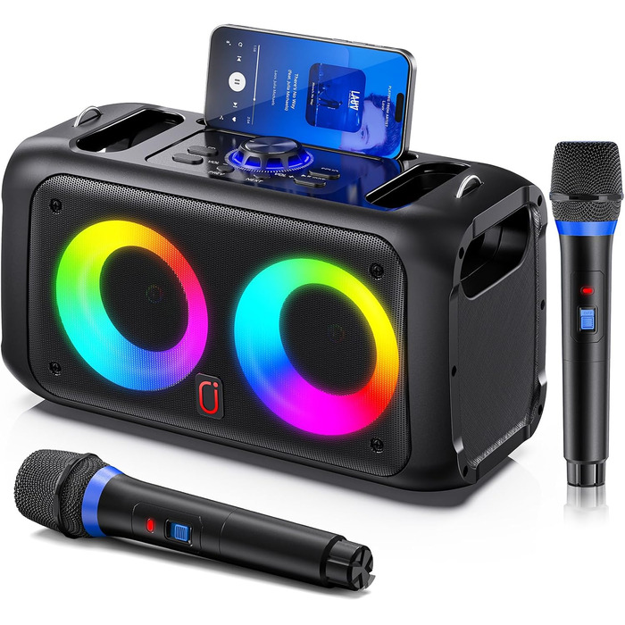 Караоке-машина JYX з 2 бездротовими мікрофонами, портативна Bluetooth-колонка для дорослих та дітей, PA-система, підтримка TF-карт/USB, AUX-вхід, TWS, модель T22T