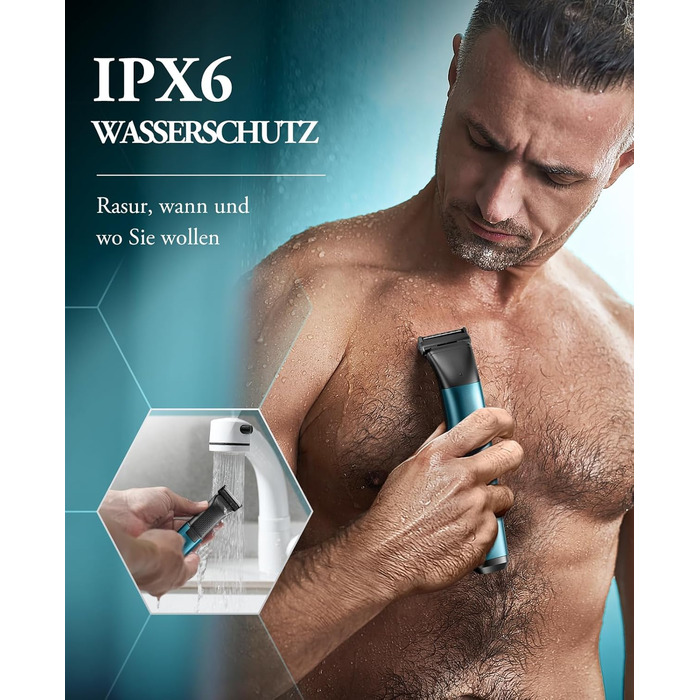 Триммер для тіла Kensen 2-в-1 для чоловіків: для особистої гігієни, тіла, обличчя. З насадкою, для сухого та вологого гоління, USB-C, зелений