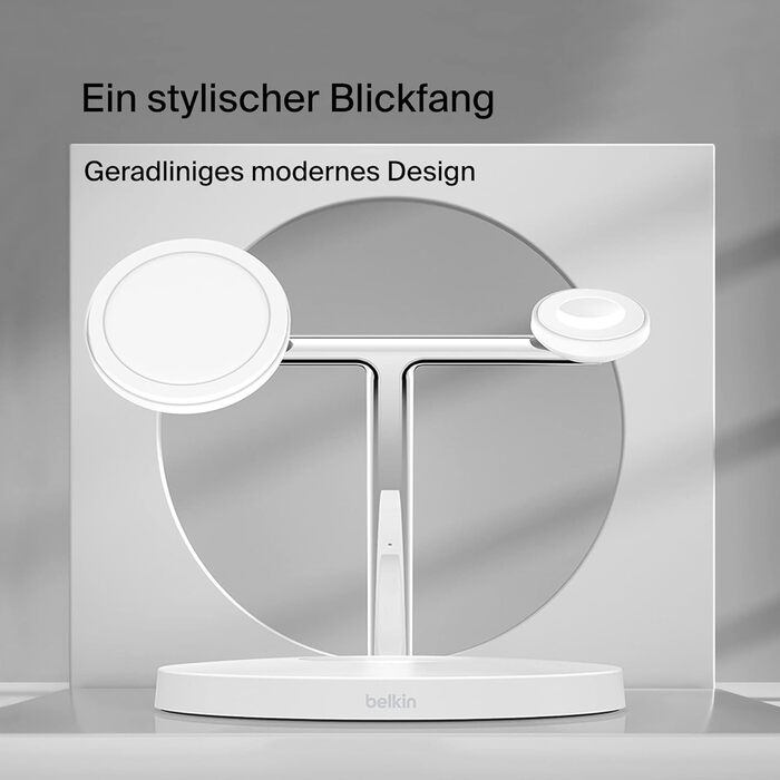 Belkin MagSafe 3-в-1 Бездротова Зарядка: Швидка Зарядка для iPhone, Apple Watch та AirPods (Біла)