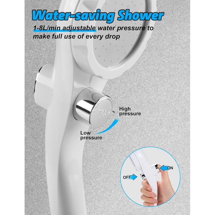 LIBERRWAY Camping Shower with Pump [90-140 Min] - IPX7 Waterproof Pump with Temperature Gauge & Pressure Regulation | Portable Outdoor Shower for Camping, Dog Shower with 2m Hose