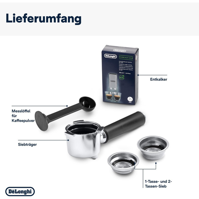 Еспресо-машина De'Longhi Dedica Style EC 685.B – компактна модель з професійним капучинатором, 1 л резервуар, чорний колір