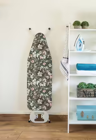 Encasa Homes Ironing Board Cover 'Luxury Line' with extra thick padding (suitable for standard boards of the size Medium, 112x34 cm) Green Roses - Replacement for House & Hotel