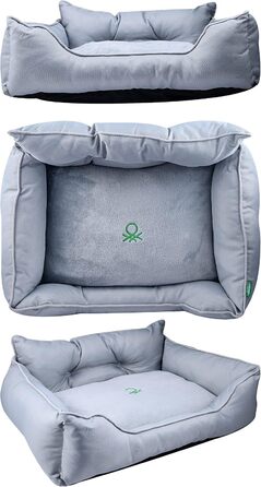 UNITED COLORS OF BENETTON. Pets - Dog Bed, Ergonomic Bed, for Medium-Sized Dogs, Made of Polyester, Machine Washable, Grey, Size M, 65x50x20 cm