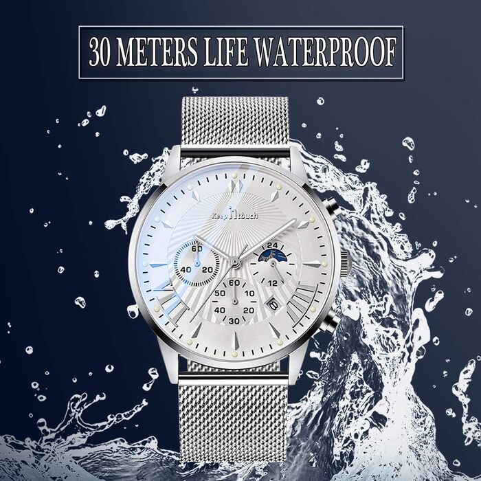 Чоловічий годинник Mode Herren Uhren: водонепроникний аналоговий кварцовий годинник з нержавіючої сталі та сітчатим ремінцем