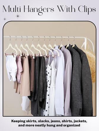 Набір вешалок для одягу HOUSE DAY, 20 шт, з кліпсами, ультратонкі, антиковзні, для штанів, економія місця (слонова кістка)