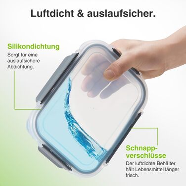Набір контейнерів VonShef для зберігання продуктів – 10 шт., 1050 мл та 370 мл, придатні для духовки та мікрохвильової печі, мийки в посудомийній машині, герметичні та витікання, ідеальні для приготування їжі наперед