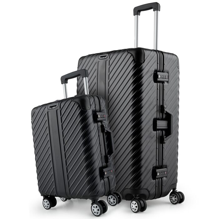 Чемодан ручної поклажі 55x40x20 з алюмінієвим каркасом | Валіза на колесах - Міцний тріумф з кріпленням для ноутбука [ВОДОНЕПРОНИКНИЙ] з захистом кутів (Ручна поклажа 20 дюймів) | Набір (29 дюймів & 20 дюймів)