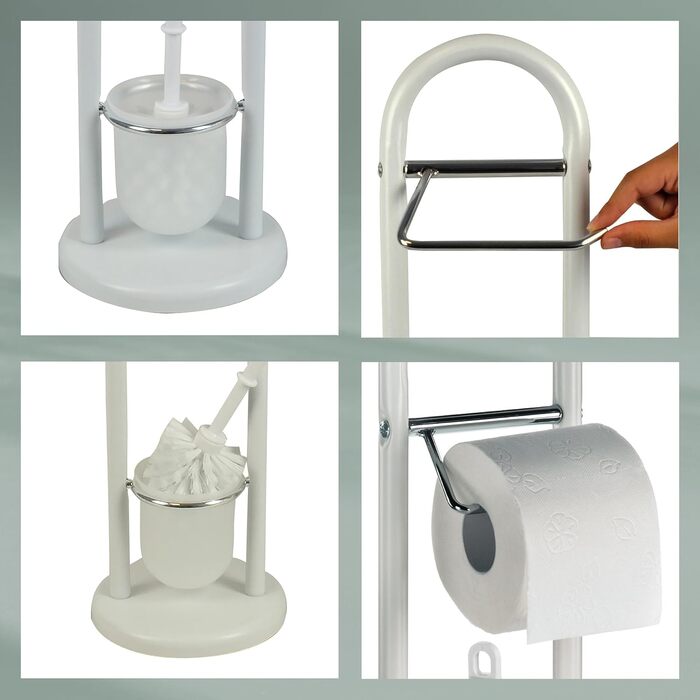 Набір для ванної кімнати Kela: тримач туалетного паперу, підставка для щітки, 65 см, сріблястий метал, біла матова щітка