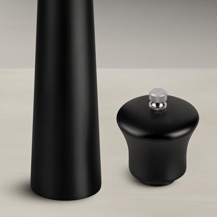 Black Sweden Home® Design Salt and Pepper Grinder Black - 22cm - Ceramic Grinder - Large Spice Grinder - Pepper Salt Grinder Set - Simple in Black & Black - 2 Pieces