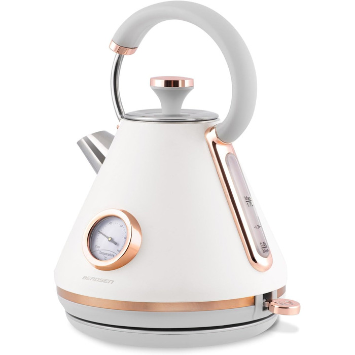 Елегантний чайник Berdsen BD-701 з термометром, 1.7L (білий)