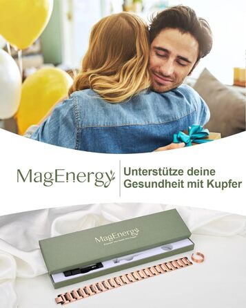 Браслет на руку чоловічий MagEnergy з міді - 3 потужні магніти, стильний дизайн, регульована довжина (набір міді)