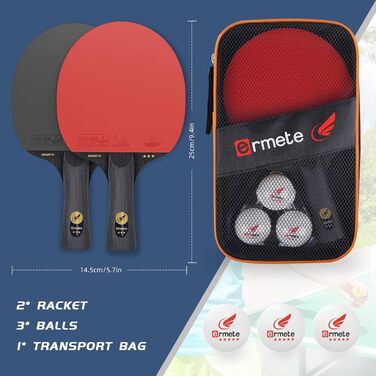 Набір для настільного тенісу: 2 ракетки, 3 м'ячі, сумка. Підходить для початківців, сімей та професіоналів