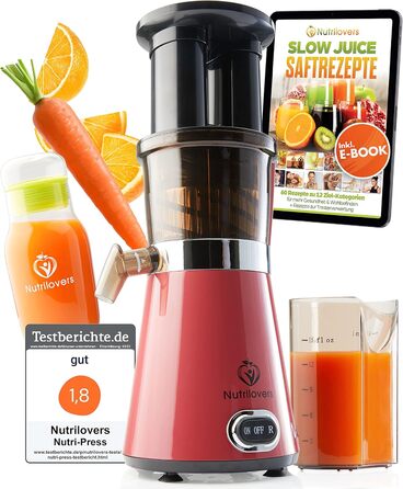 Соковижималка NUTRI-PRESS для фруктів та овочів, повільного віджиму, 350 Вт, без BPA, тиха робота, ідеально для початківців, з пляшкою To Go і рецептами, чорний перець
