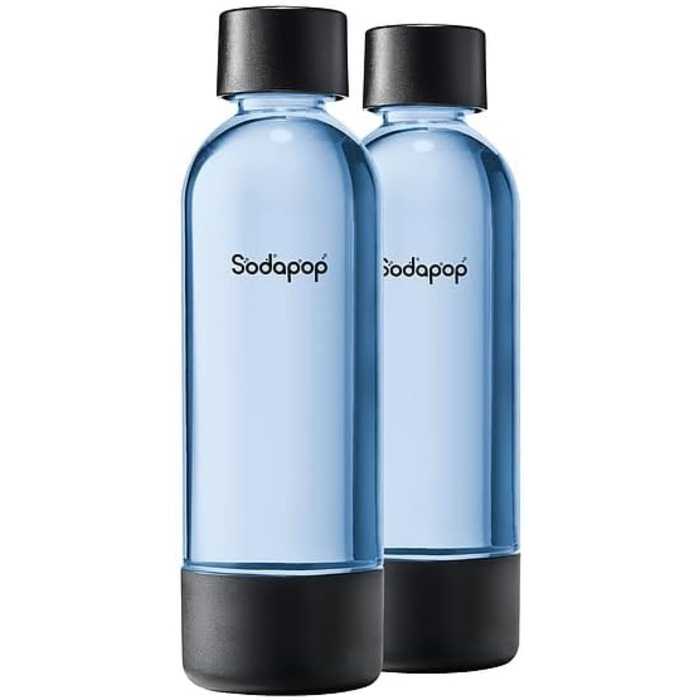 Sodapop Wassersprudler Logan Чорний Матовий - Газоварка для води з 2 скляними (850 мл, 600 мл) та 1 PET пляшкою (850 мл), 42.6 см