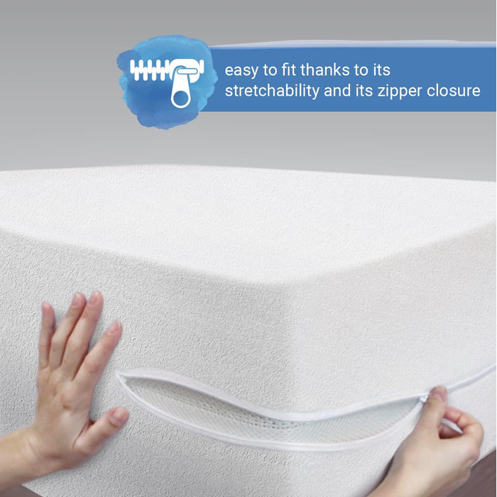 Velfont Mattress Cover (2-Pack) 90x200cm Cotton Terrycloth with Zipper Oeko-TEX Certified