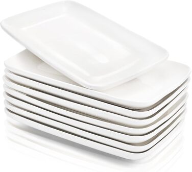 Набір Foraineam з 8 прямокутних порцелянових тарілок 8 дюймів (20x12x2.5 см) - для десерту, закусок, салатів