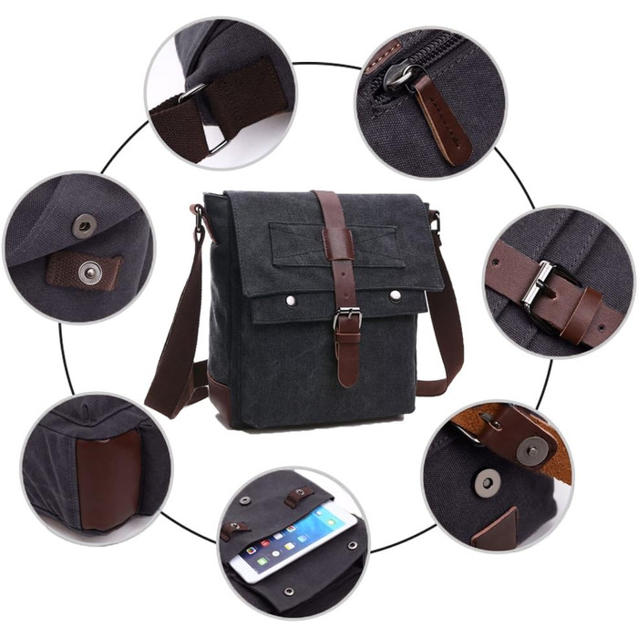 Чоловіча нагрудна сумка OSMIE 16 л, чорна (M) - канвас, для роботи та навчання