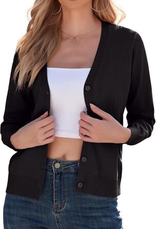 Кардиган жіночий Grecerelle, елегантний, легкий, з V-подібним вирізом, на ґудзиках, чорний, розмір XL