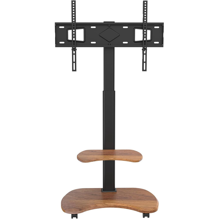 Підставка для телевізора Stellar на колесах з полицею, біла (волоський горіх), для телевізорів 32-70 дюймів, до 45 кг, VESA 600x400