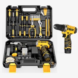 Набір інструментів Sundpey 166 шт. з акумуляторною дрилі 12V для дому, ремонту та саду (жовтий)