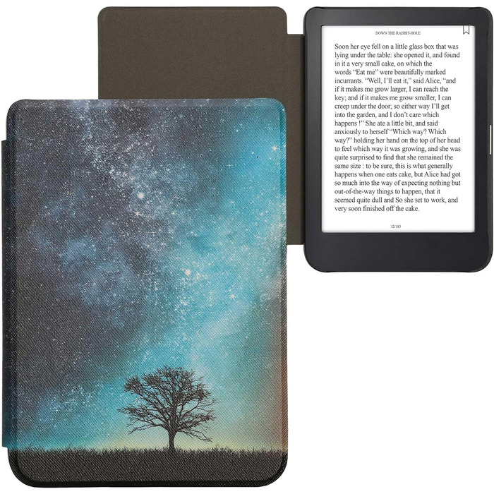 Чохол-книжка kwmobile для Kobo Clara 2E / Tolino Shine 4 - з єгипетськими ієрогліфами, золото-чорний (жовтий, помаранчевий, червоний)