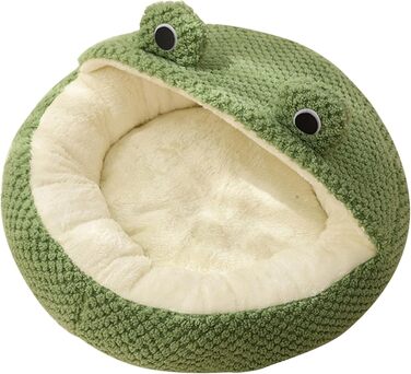 Килимок для кота з капюшоном у вигляді жаби, м'який, плюшевий, круглий, з підкладкою, для зими та осені, антиковзкий, з підкладкою, для домашніх тварин