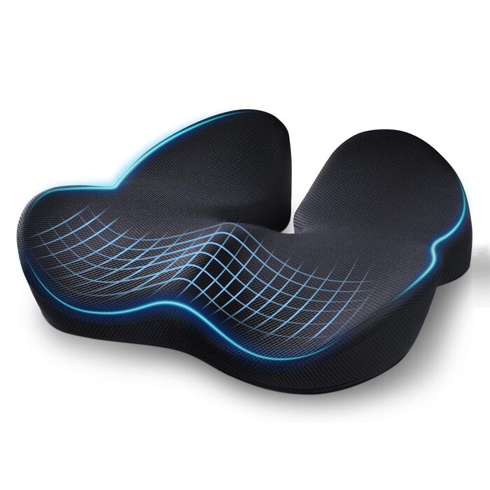 Подушка ортопедична для сидіння Warmiehomy з піни Memory Foam для офісного крісла, автомобіля, при геморої та болях в куприку 38.5x45.5x11.5 см