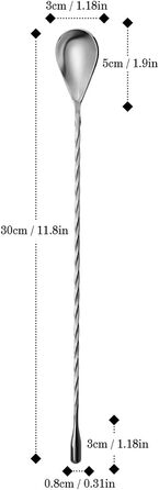 Якісний барний мішальний ложка YFWOOD з нержавіючої сталі, довгий руків'я, для коктейлів, бармени, спіральний дизайн, срібний колір