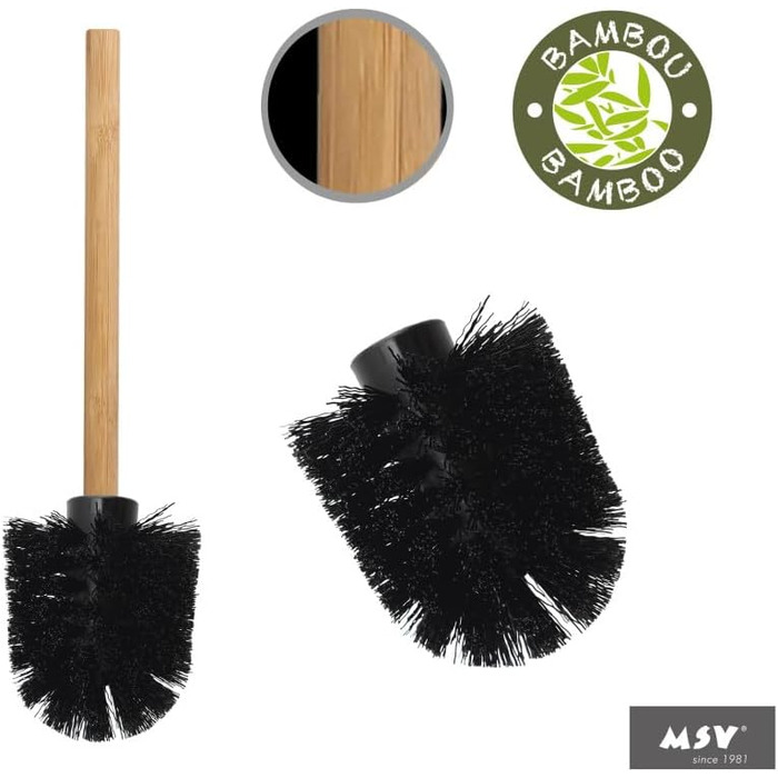 Набір для ванної кімнати Teiki 4в1: щітка для унітазу, тримач рулонів, тримач для вологих серветок та смартфон, бамбук, чорний