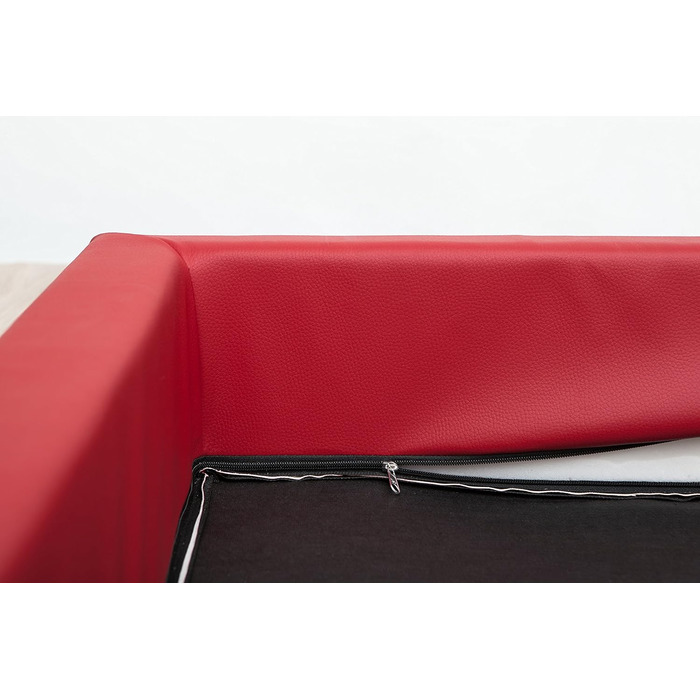 Крісло-ліжко для собак XL, 93x62 см, червоне екошкіра, чорна матрацна поверхня