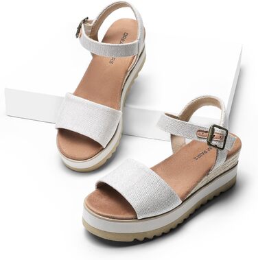 Еспадрильї жіночі DREAM PAIRS на платформі, натуральний льон, відкритий носок, 39 EU