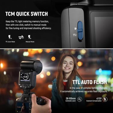 NEEWER Z2-S 2.4G TTL Speedlite для Sony: Потужний спалаху з дифузором та 2 моделюючими лампами, сумісний з камерами Sony, 76W, 1/8000s HSS, 3000mAh, 600 повних спалахів