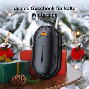 Електричний грілка для рук 2-в-1 OUTJUT 6000mAh, USB, акумулятор, 20 годин роботи, 3 режими нагріву, швидкий нагрів, для спорту на відкритому повітрі взимку, подарунок на Різдво, чорний