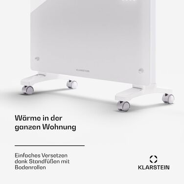 Електричний конвектор Klarstein 1500 Вт: енергозбереження, термостат, керування через додаток, мобільний, білий