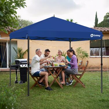 Sekey One-Touch Pop Up Pavilion 3x3 Waterproof Stable Winter-Proof, Folding Pavilion 3x3m with Thickened Tubes, Party Tent Pavilion Foldable for Camping Festival Party, (Navy, without sidewalls)