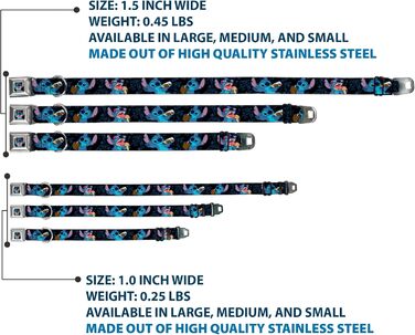Нашийник для собак Buckle-Down з пряжкою - чорний/синій, 1 дюйм, для шиї 38-66 см - великий