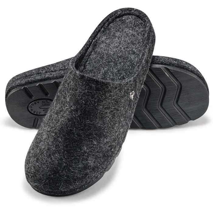 Чоловічі фетрові тапочки ESTRO - теплі зимові халапи з гумовою підошвою (45 EU, чорний)
