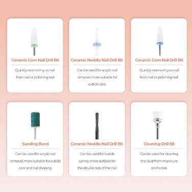 Nagelfräser JCMaster Profi: Електрична шліфувальна машинка для нігтів з педаллю, 35000 об/хв, 6 біт, чорна